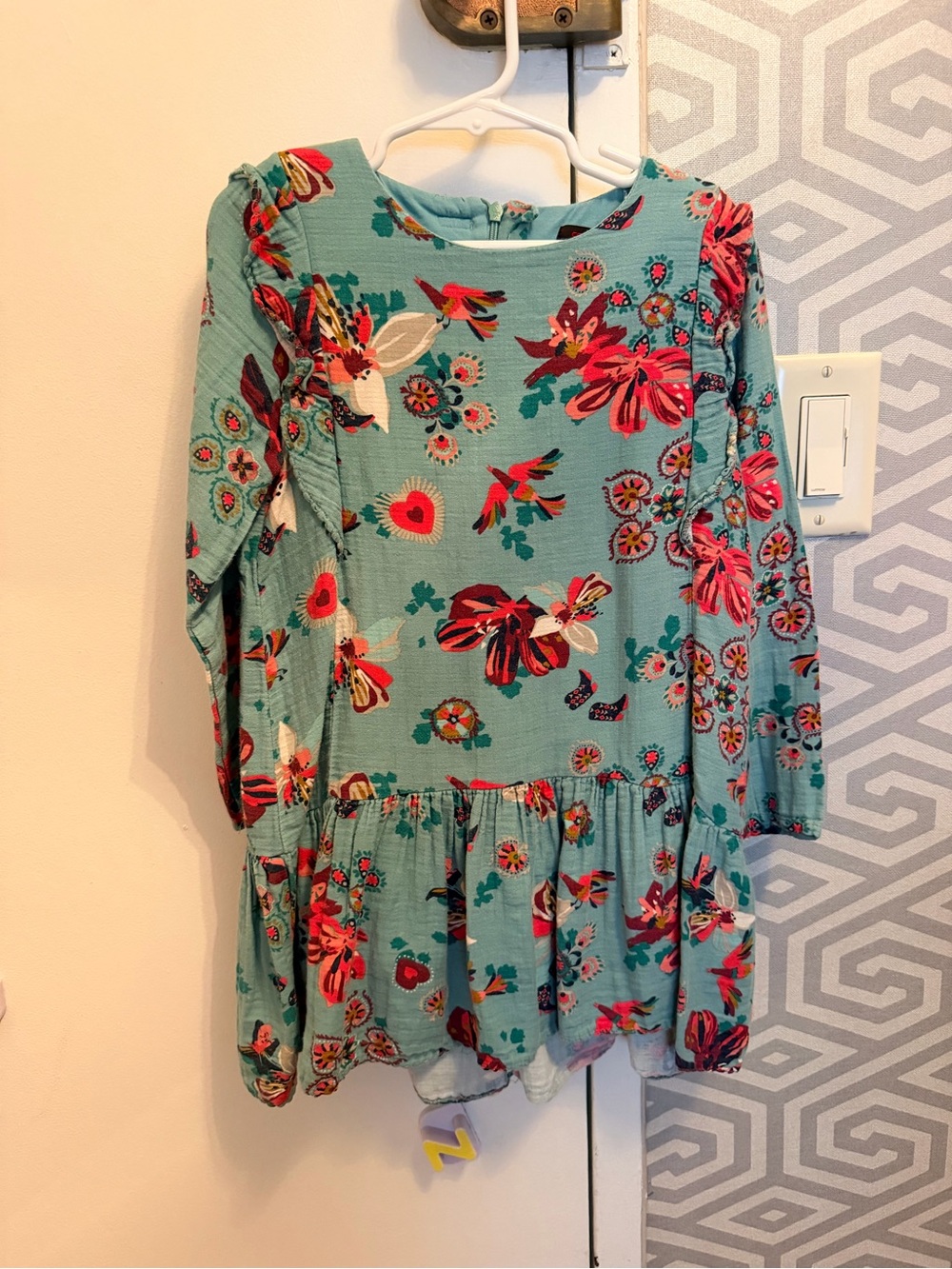 Catimini turquoise dress with red details